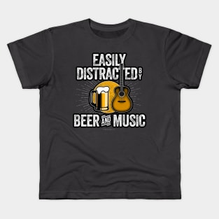 Easily Distracted by Beer and Music Kids T-Shirt